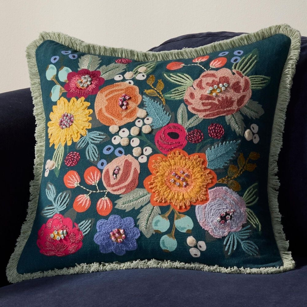 Loloi Vintage Garden Multi 18'' x 18'' Cover w/Down Pillow, , large