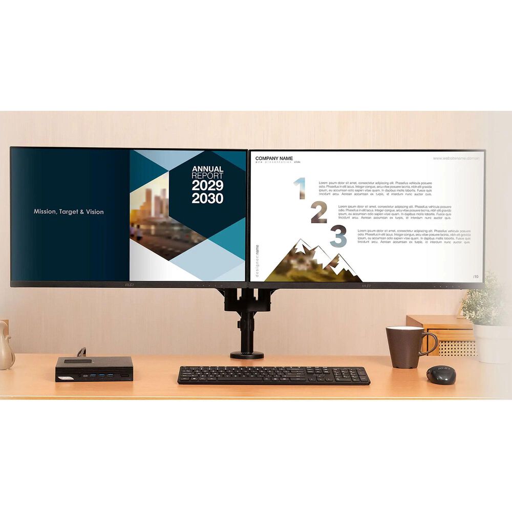 MSI Dual Monitor Desk Mount for 17&quot;-32&quot; Screen in Matte Black, , large
