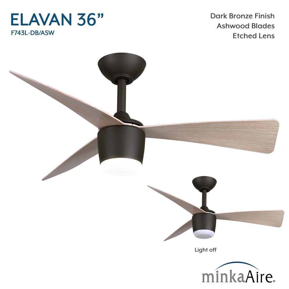 Minka-Aire Elavan 36" Indoor/Outdoor Ceiling Fan with LED Light in Dark Bronze, , large