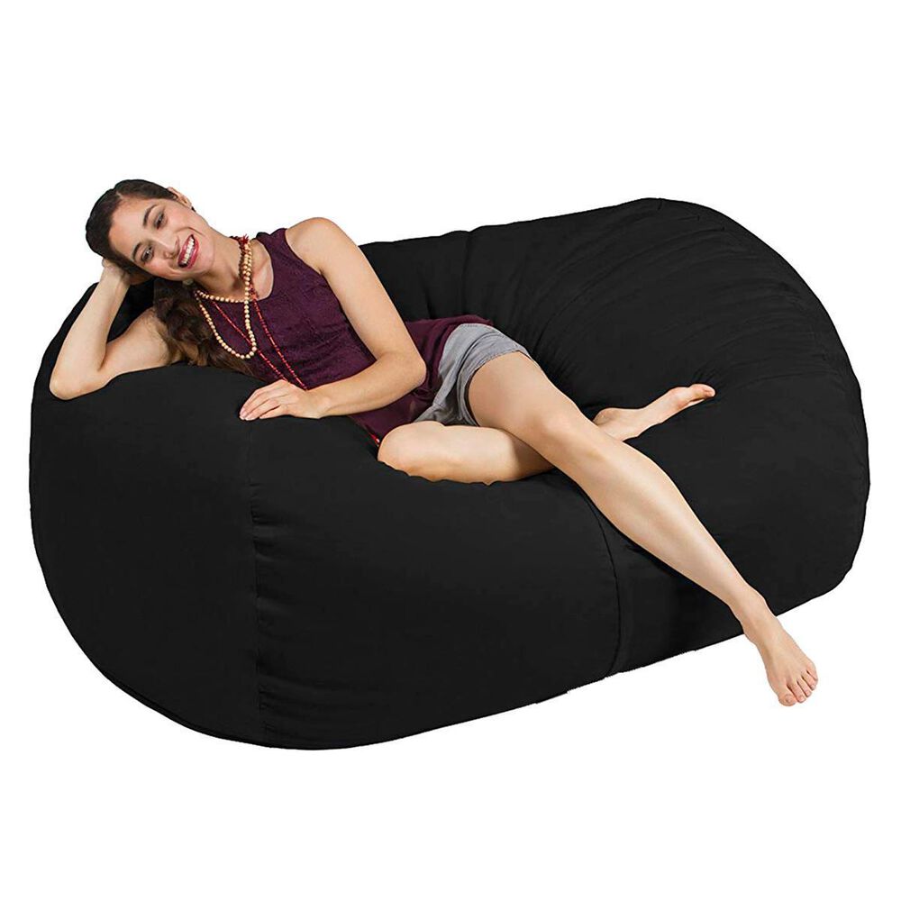 Jaxx 5.5&#39; Lounger Bean Bag Loveseat in Black, , large