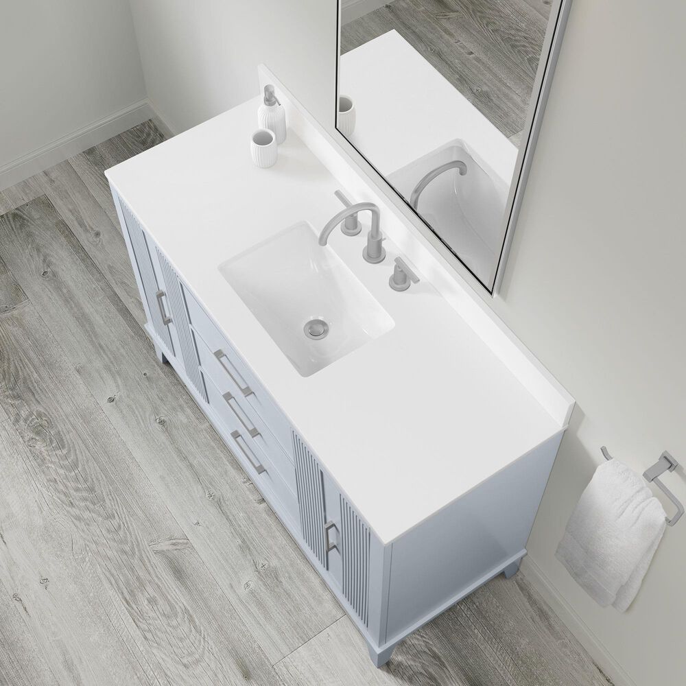 37B Fenwick 48" Single Bathroom Vanity in Soft Blue with Glossy White Composite Stone Top and Backsplash, , large