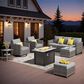 HOMLUX 7 Piece Outdoor Patio Set in Dark Gray, , large