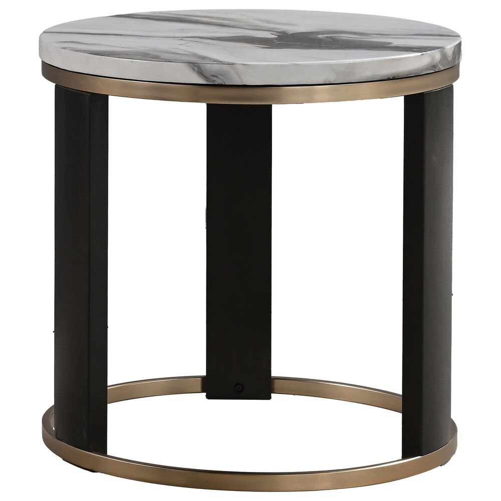 Furniture of America Morai End Table in White, Gold and Black, , large
