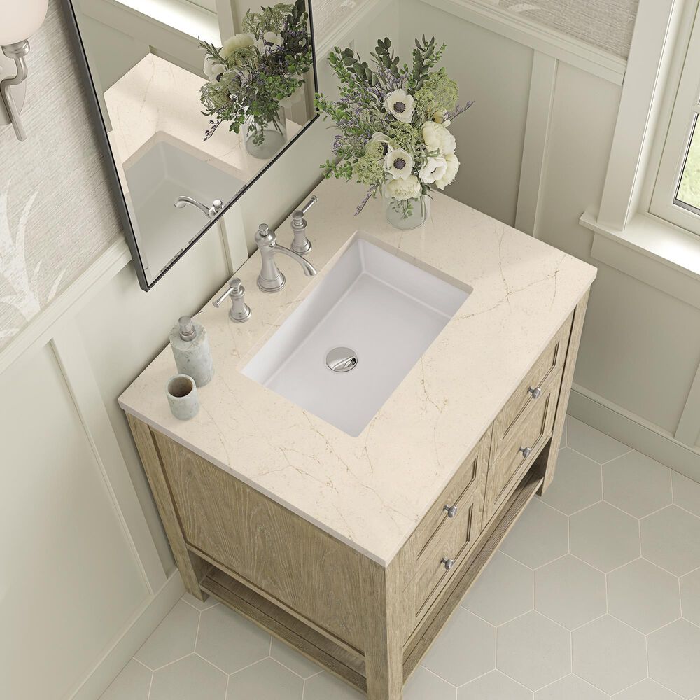James Martin Vanities Breckenridge 30&quot; Single Vanity inWhitewashed Oak with 3 cm Eternal Marfil Quartz Top, , large