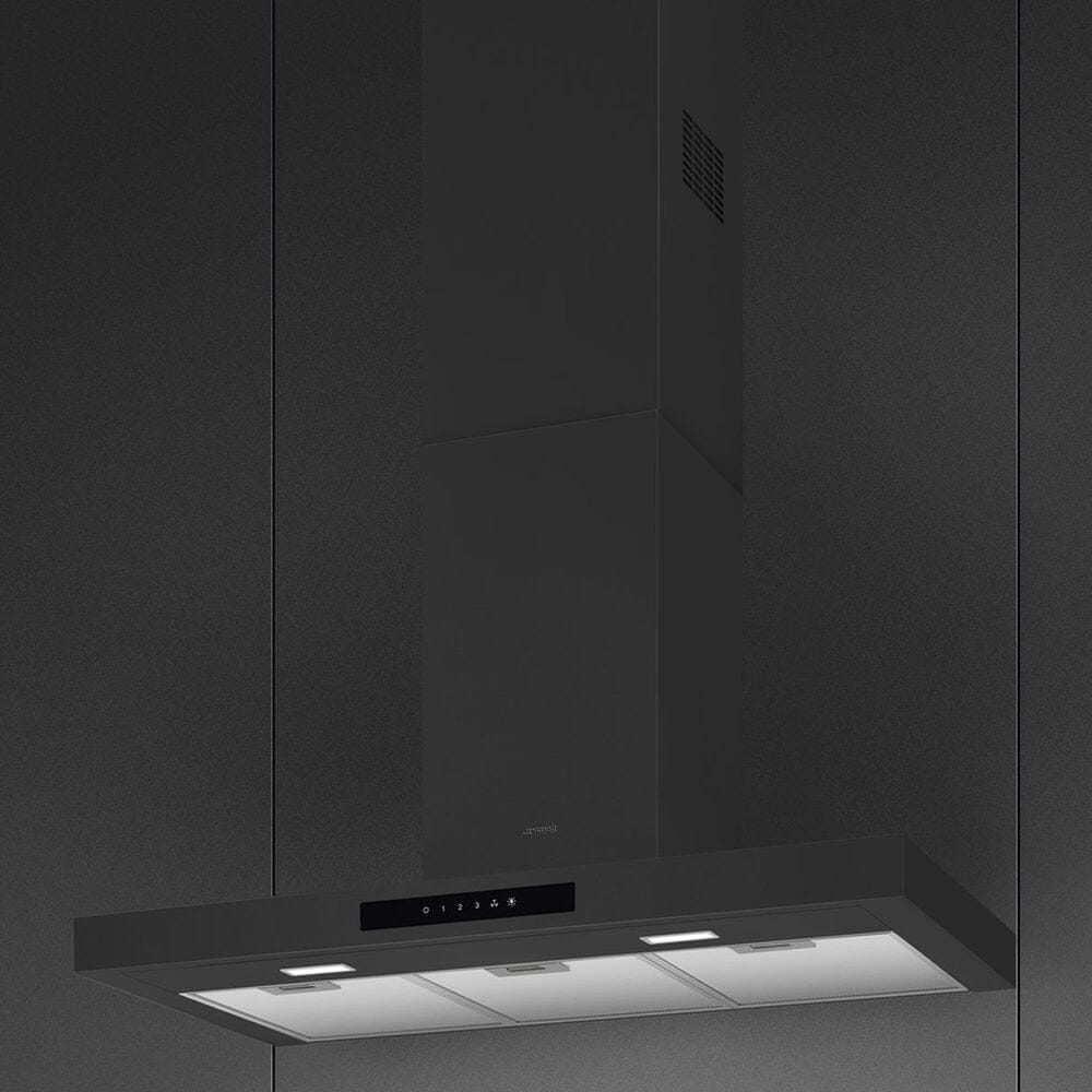 SMEG 36" Flat T-Shape Universal Brushed Hood in Matte Black, , large