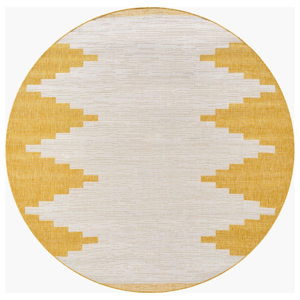 Surya Eagean EAG-2437 Mustard and Ivory 6&#39;7&quot; Round Indoor/Outdoor Area Rug, , large