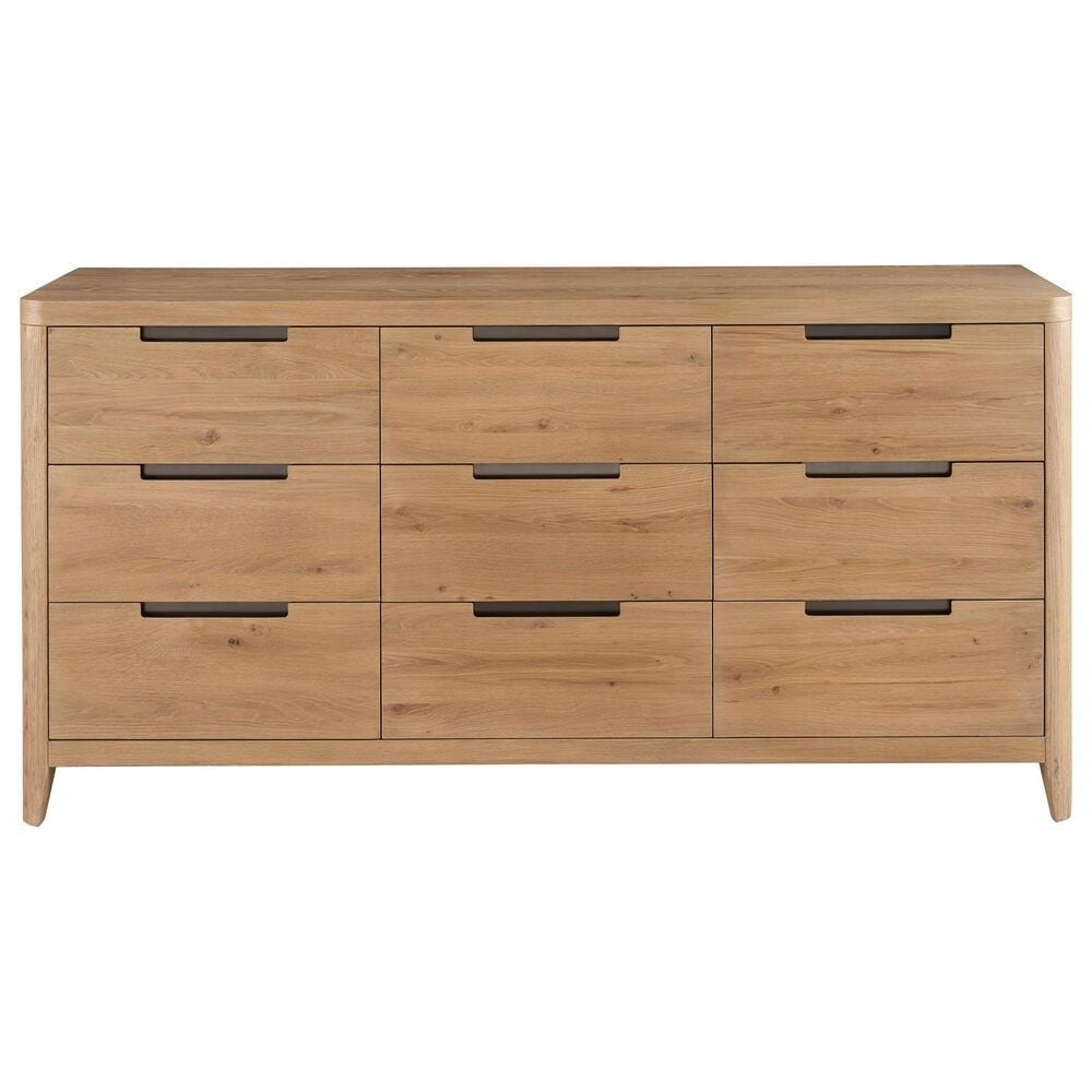 Universal Furniture Modern Walker 3 Piece Queen Panel Bedroom Set in Natural Oak with AC Outlets and USB Ports, , large