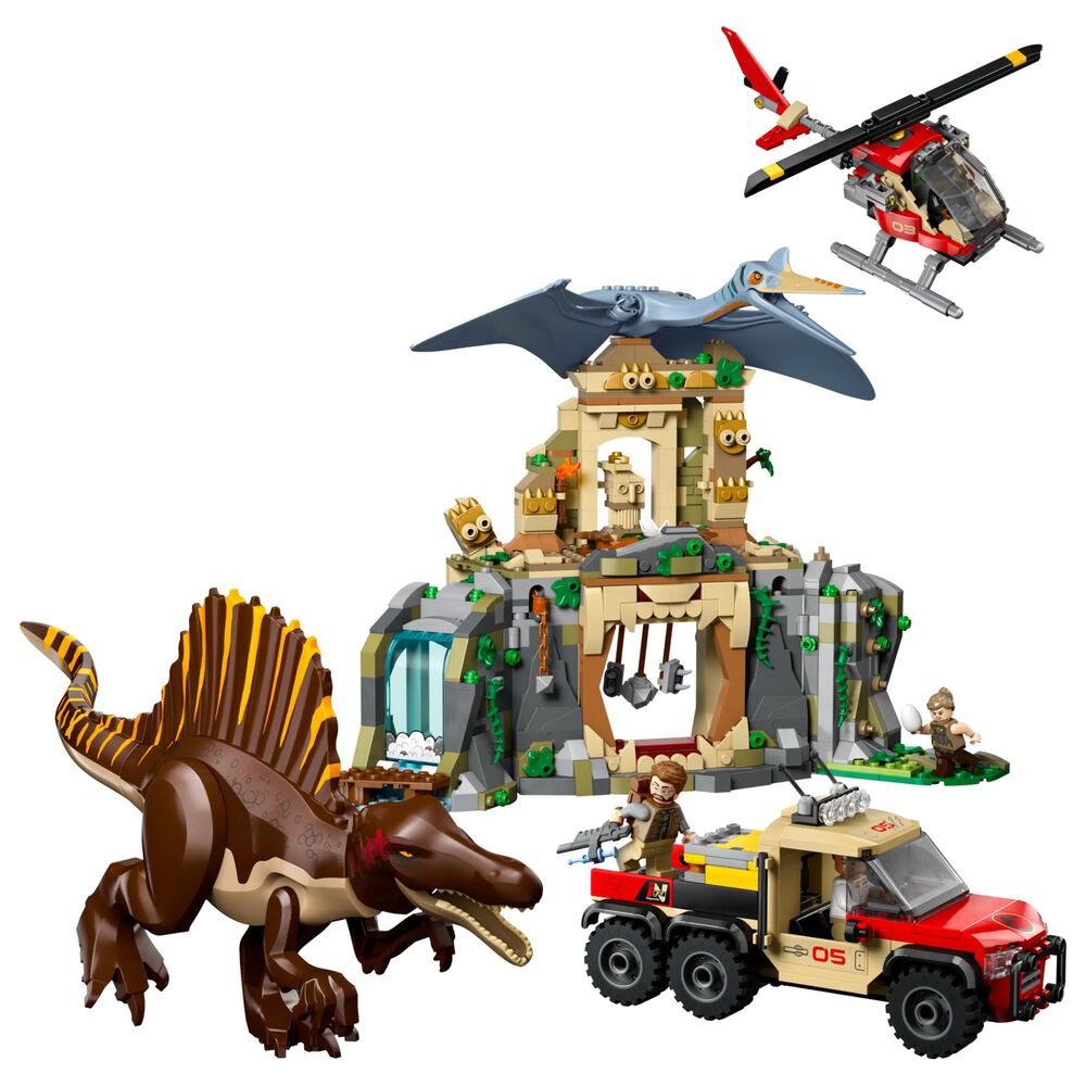LEGO Jurassic World - Spinosaurus with Quetzalcoatlus Air Mission Building Set in Pearl Gold, Olive Green and Dark Orange, , large