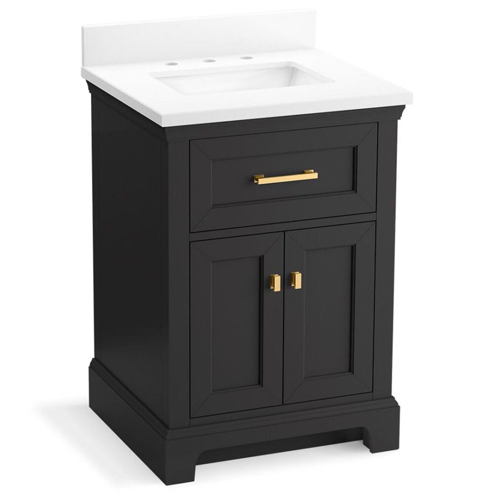 Kohler Charlemont 24" Single Bathroom Vanity in Ferrous Grey with 3 cm White Quartz Top and Rectangular Sink, , large