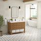 James Martin Vanities Malibu 48" Single Bathroom Vanity in Amber Birch with Single Hole 3 cm White Zeus Quartz Top and Rectangular Sink, , large