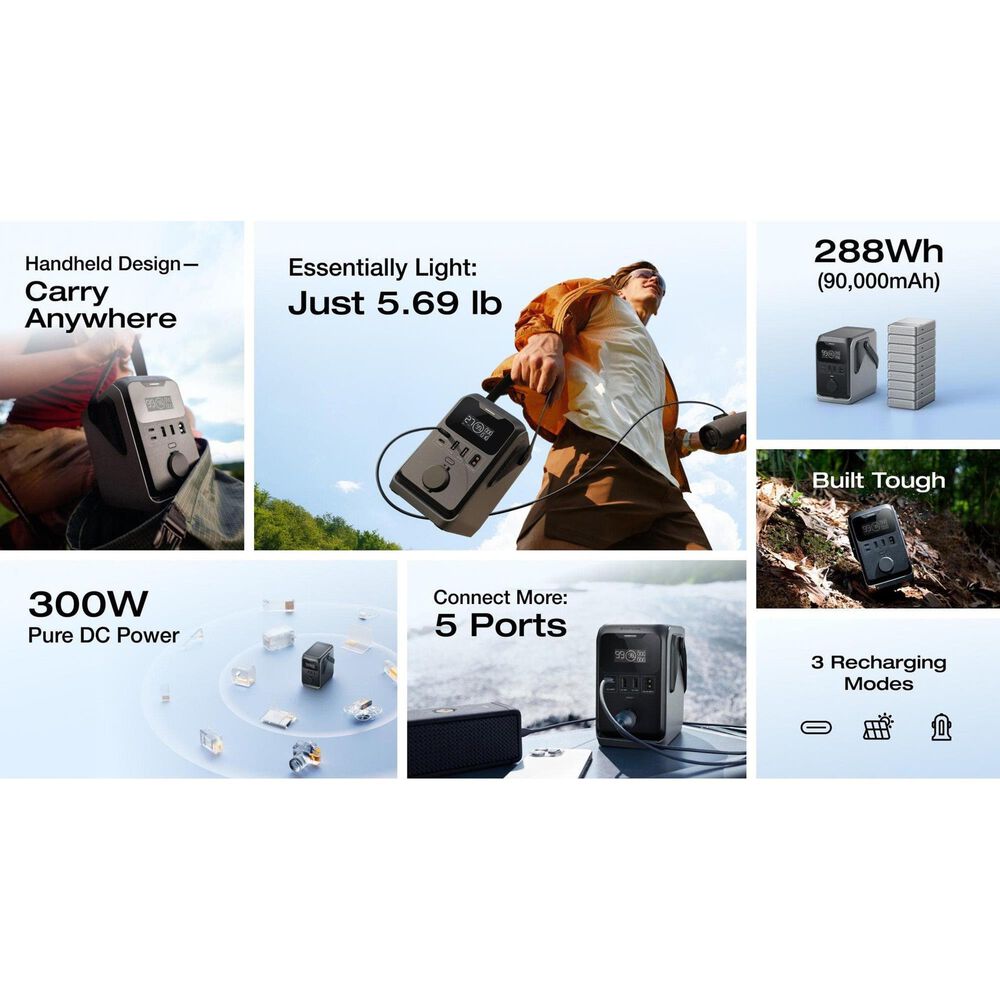 EcoFlow Trail 300 DC Portable Power Station in Black and Grey, , large