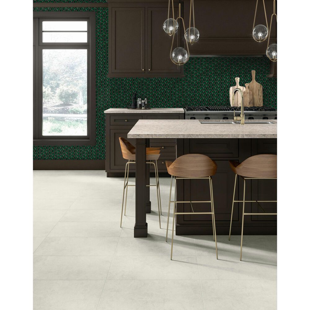 Dal-Tile Artefino Jewel Emerald 3" Pyramid Hexagon Apex on 11" x 12" Porcelain Mosaic Sheet, , large