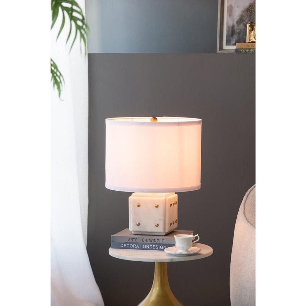 A&amp;B Home Anita Table Lamp with Collapsible Shade in White and Gold, , large
