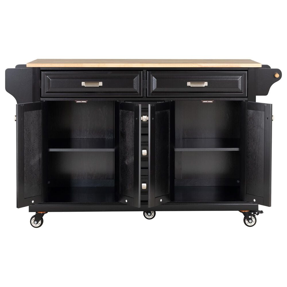 HOMLUX Kitchen Island Cart with Storage Cabinet in Black, , large