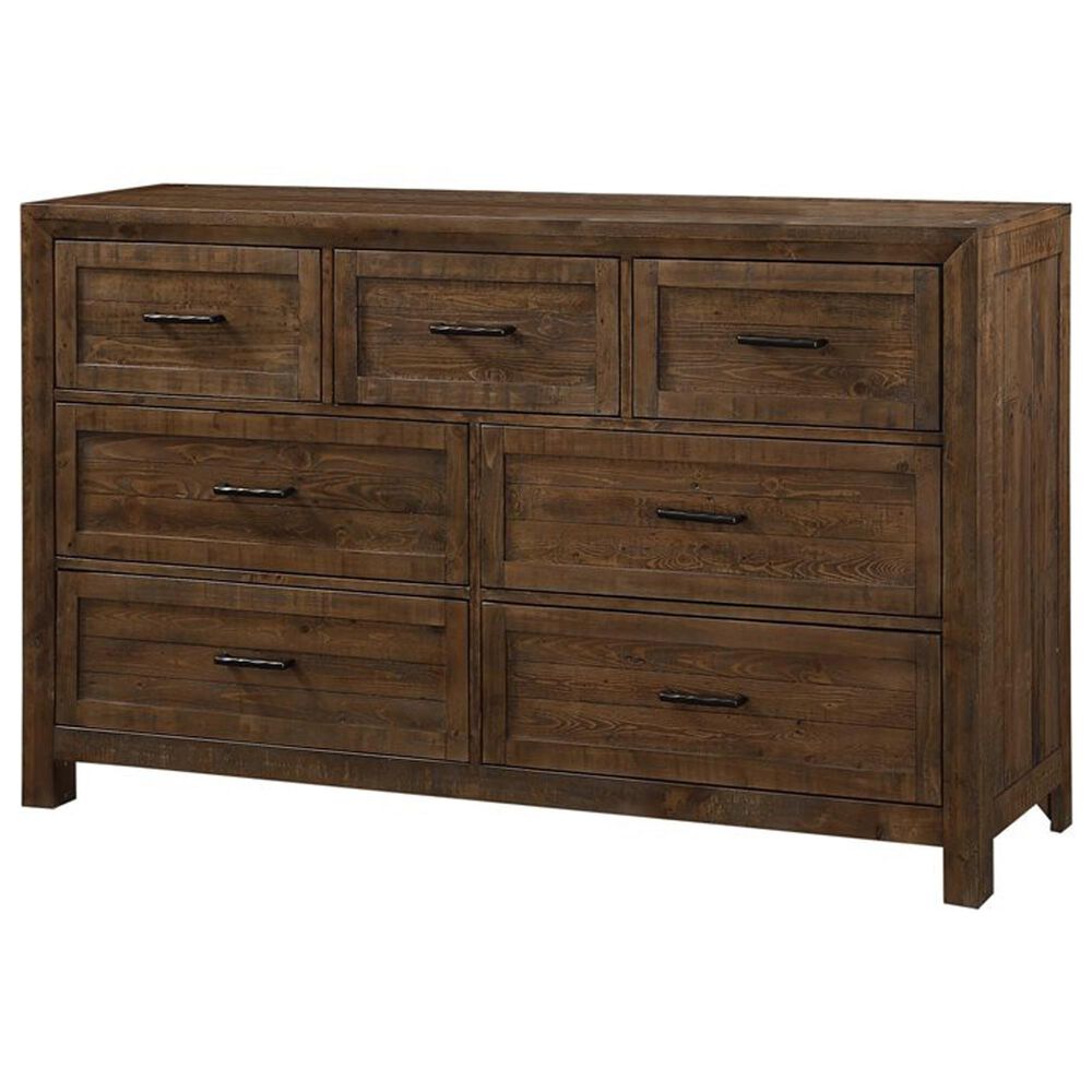 Emerald Home Furnishings Pine Valley 7-Drawer Dresser in Caramel Brown, , large