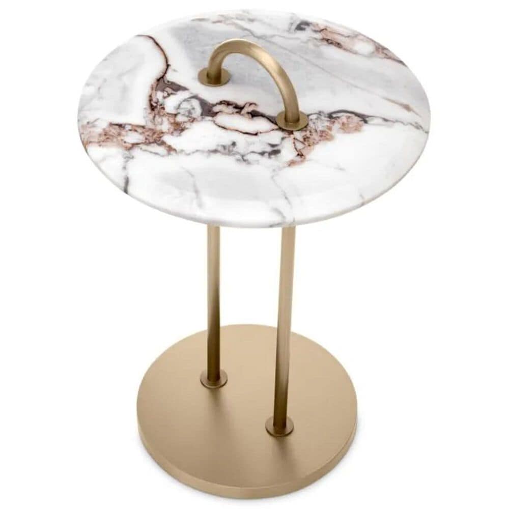 Eichholtz Zappa Side Table in Brushed Brass and White, , large