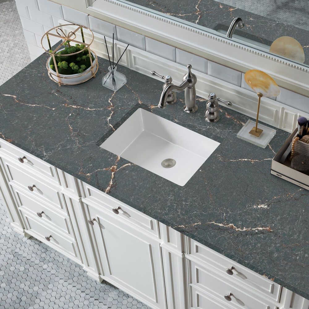 James Martin Vanities Bristol 60" Single Bathroom Vanity in Bright White with 3 cm Parisien Bleu Quartz Top and Rectangular Sink, , large