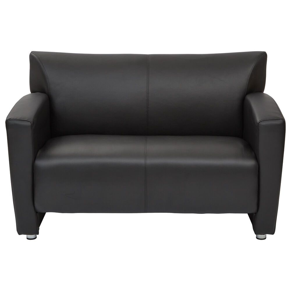 OSP Home Stationary Loveseat with Silver Legs in Black, , large