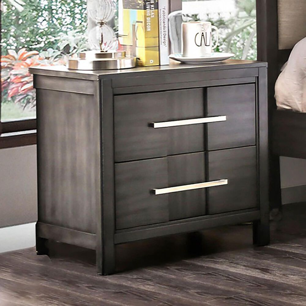 Furniture of America Frazier 2 Drawer Nightstand in Gray, , large