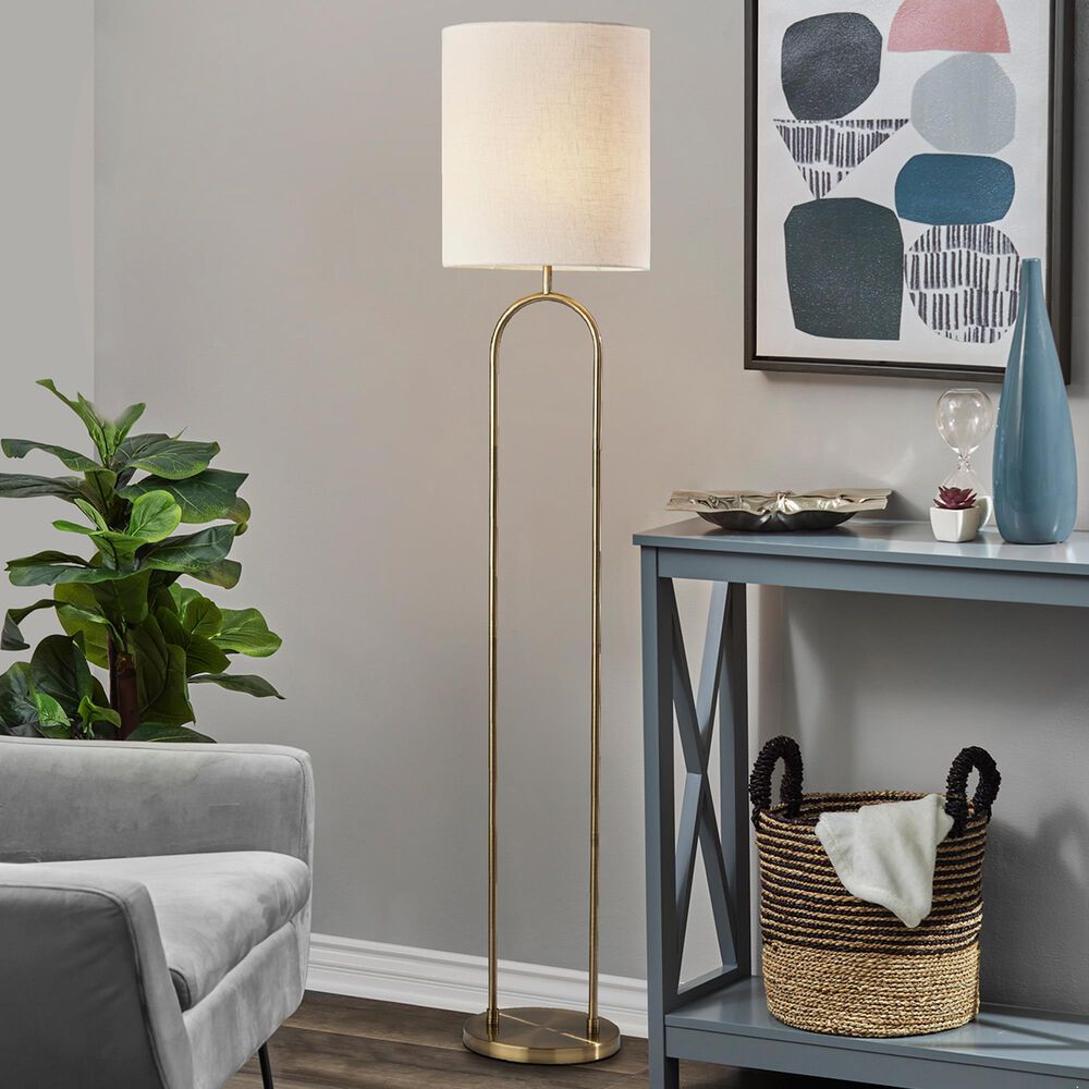 Adesso Joey Floor Lamp in Antique Brass, , large