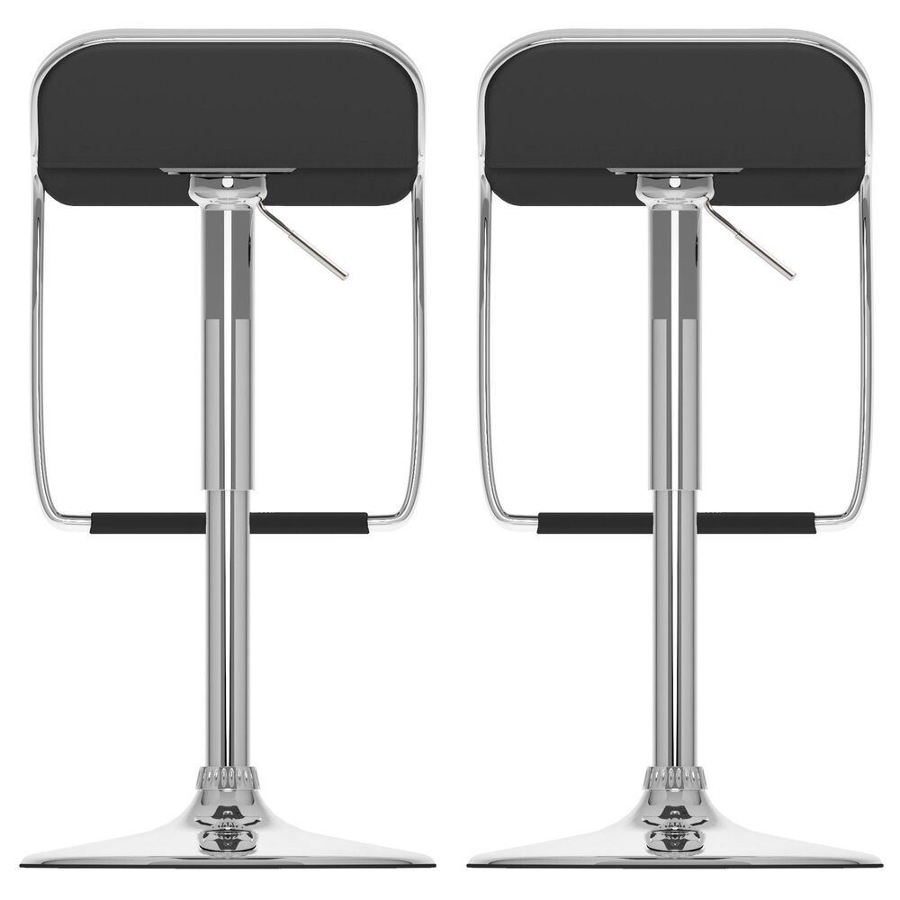 CorLiving Modern Adjustable Foot Rest Barstool with Black Cushion &#40;Set of 2&#41;, , large