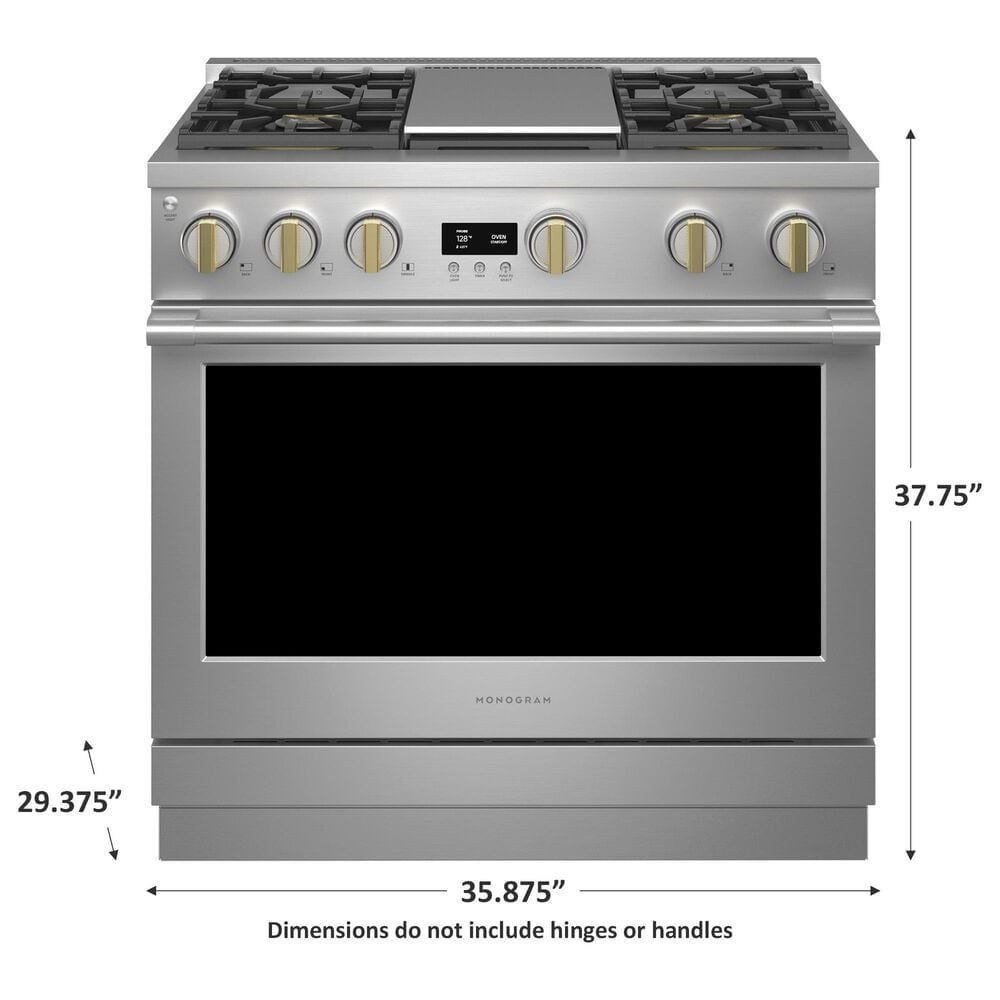 Monogram 36&quot; All Gas Professional Range with 4 Burners and Griddle in Stainless Steel, , large