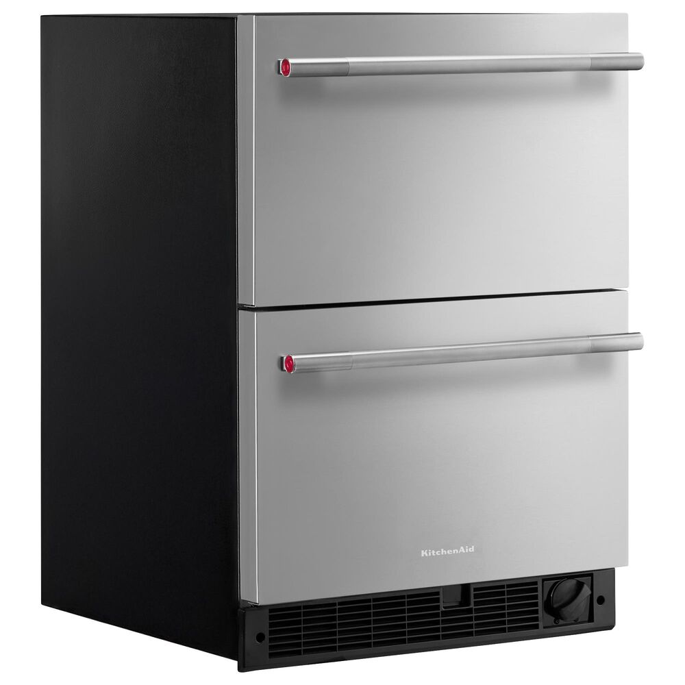 KitchenAid 4.2 Cu. Ft. Undercounter Double-Drawer Refrigerator and Freezer in Black and Stainless Steel, , large
