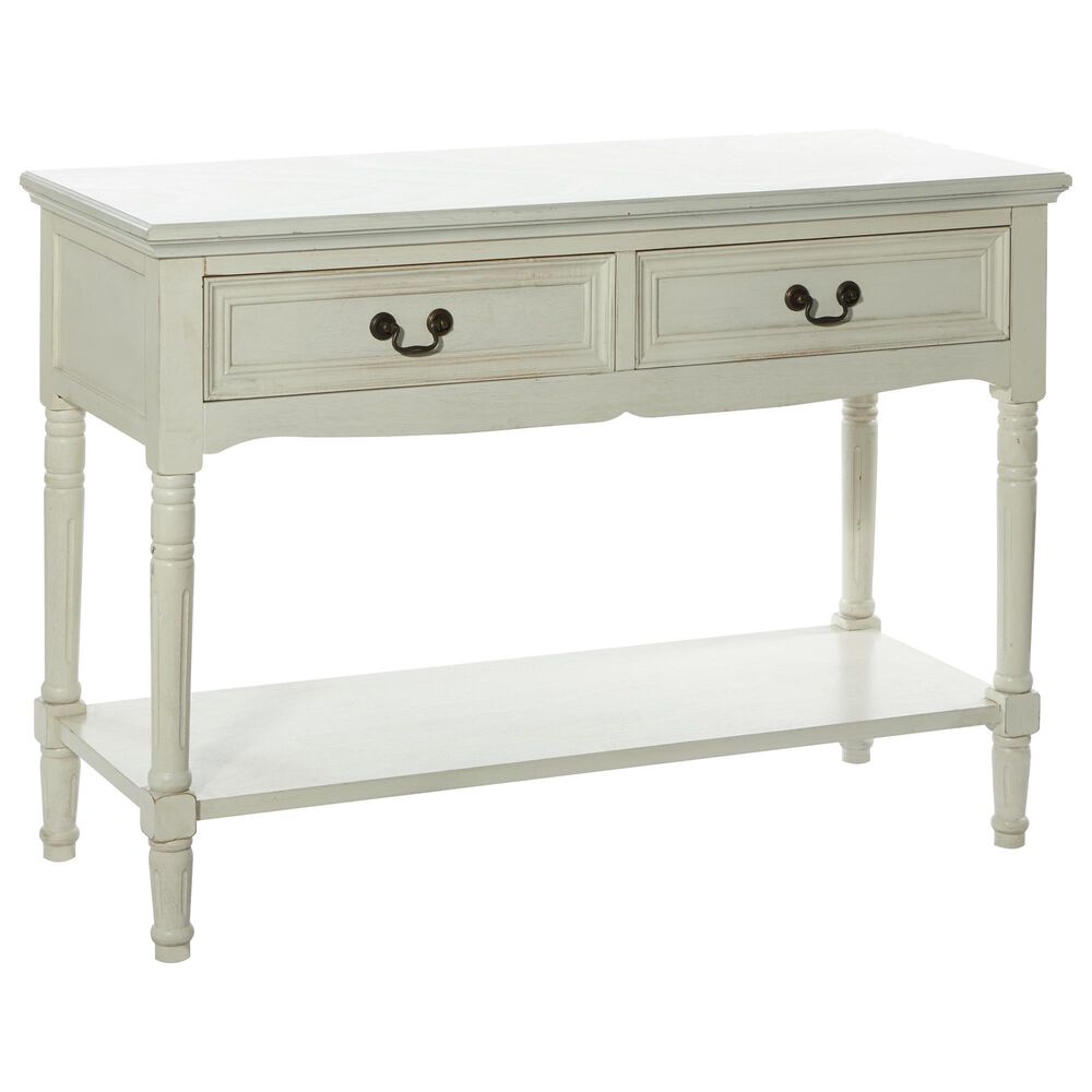 Maple and Jade Wood Console Table in Eggshell White, , large