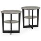 HOMLUX Jaya Oval End Table in French Oak Grey and Black (Set of 2), , large