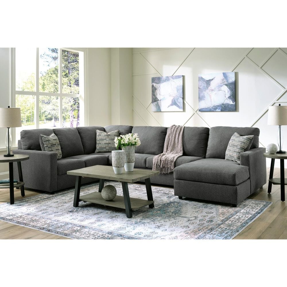 Ashley Edenfield 3-Piece Right Facing Sectional with Chaise in Charcoal, , large