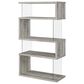 Coaster Emelle 4-Shelf Bookcase with Glass Panel in Light Grey Driftwood and Clear, , large