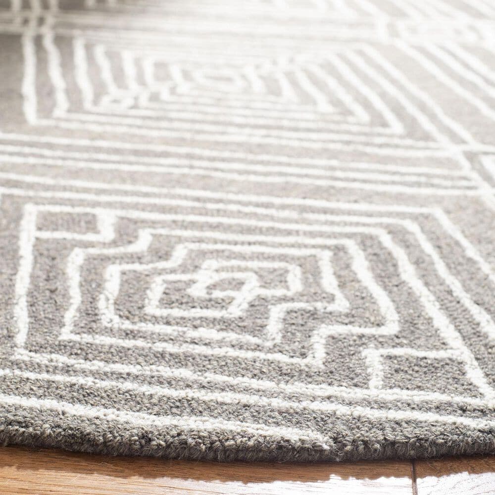 Safavieh Micro-Loop 5&#39; Round Dark Grey and Ivory Area Rug, , large