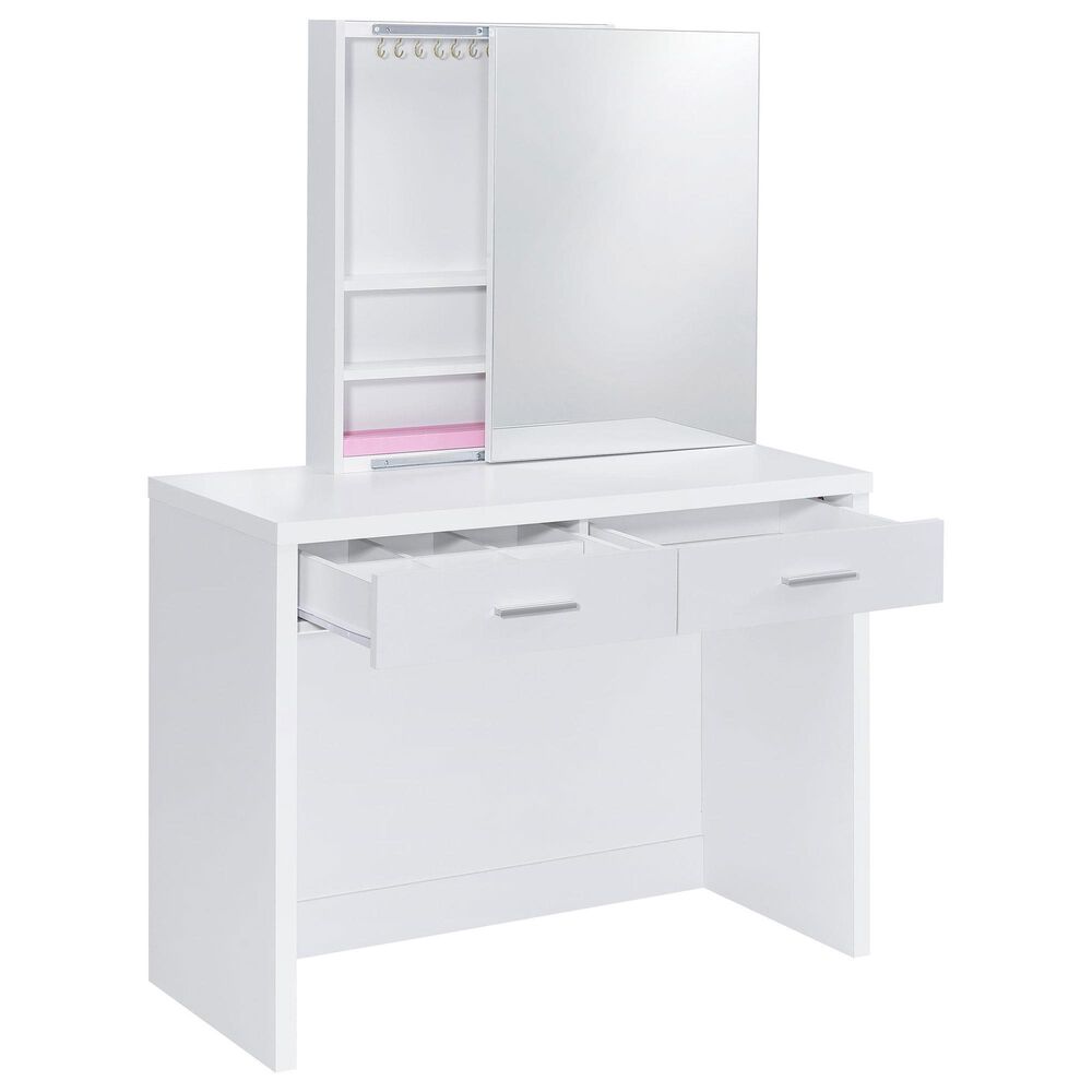 Coaster Bunbury Makeup Vanity Table Set in White, , large
