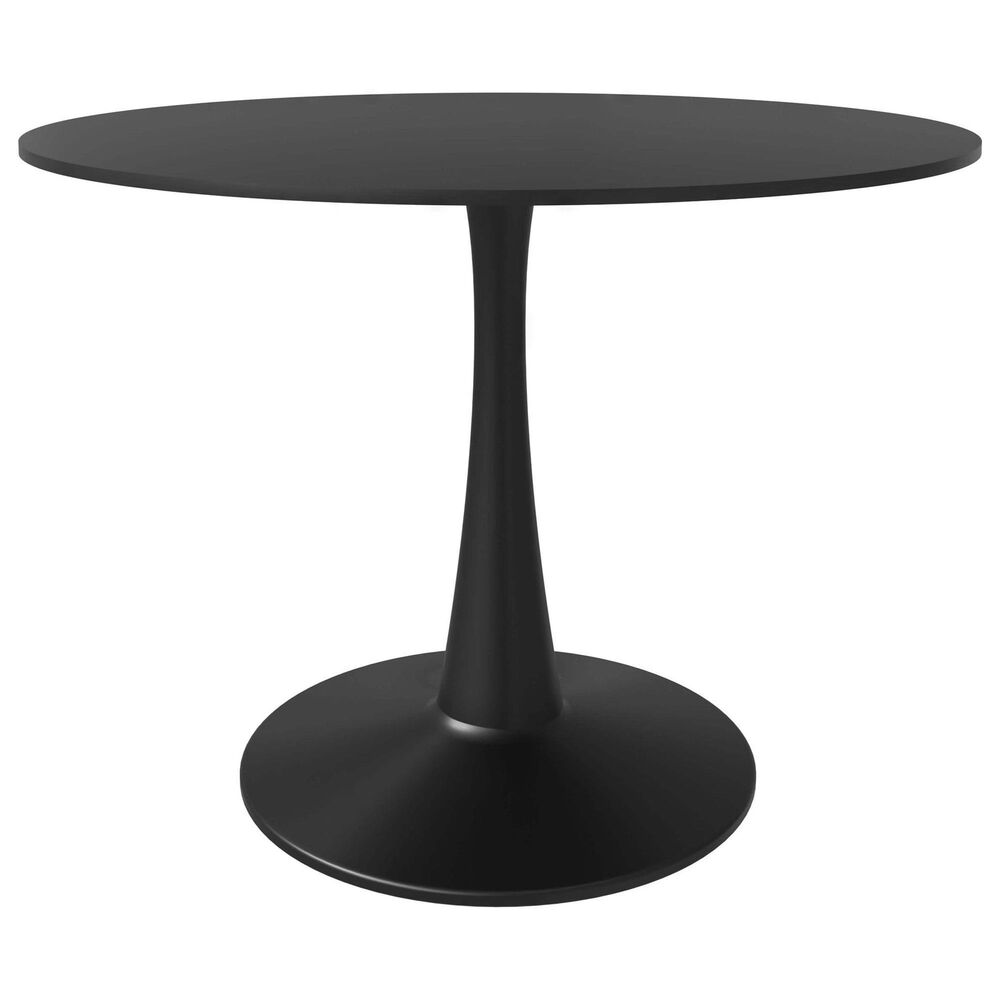 Leisuremod LeisureMod Bristol Mid-Century Modern Round Dining Table with Wood Top and Iron Pedestal Base with Gloss Finish for Kitchen and Dining Room, , large