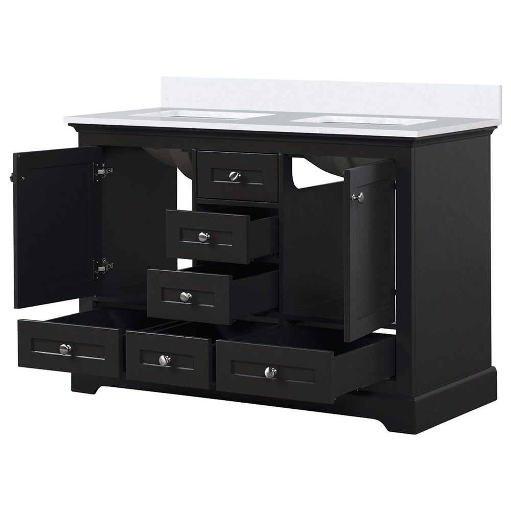 Lexora Home Dukes 48&quot; Double Bathroom Vanity in Espresso with 2 cm White Cultured Marble Top and Rectangular Sinks, , large