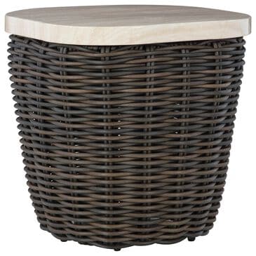 Ashley Kimora Patio Square End Table in Beige and Dark Brown - Table Only, , large