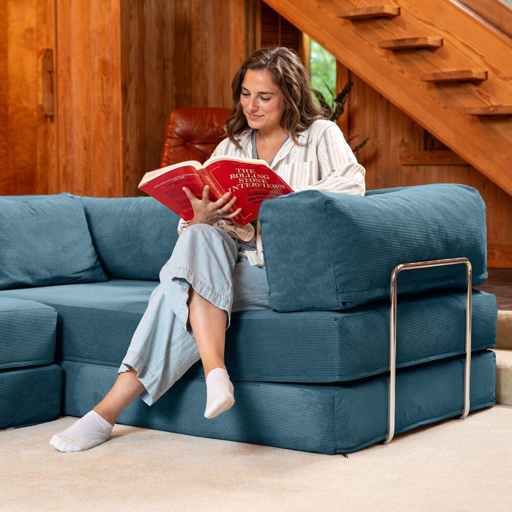 Jaxx Unsofa 2-Piece Modular Right Facing L-Shaped Sectional in Aqua Blue, , large