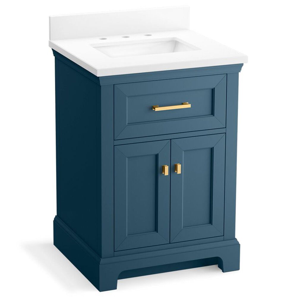 Kohler Charlemont 24" Single Bathroom Vanity in Tidal Blue with 3 cm White Quartz Top and Rectangular Sink, , large