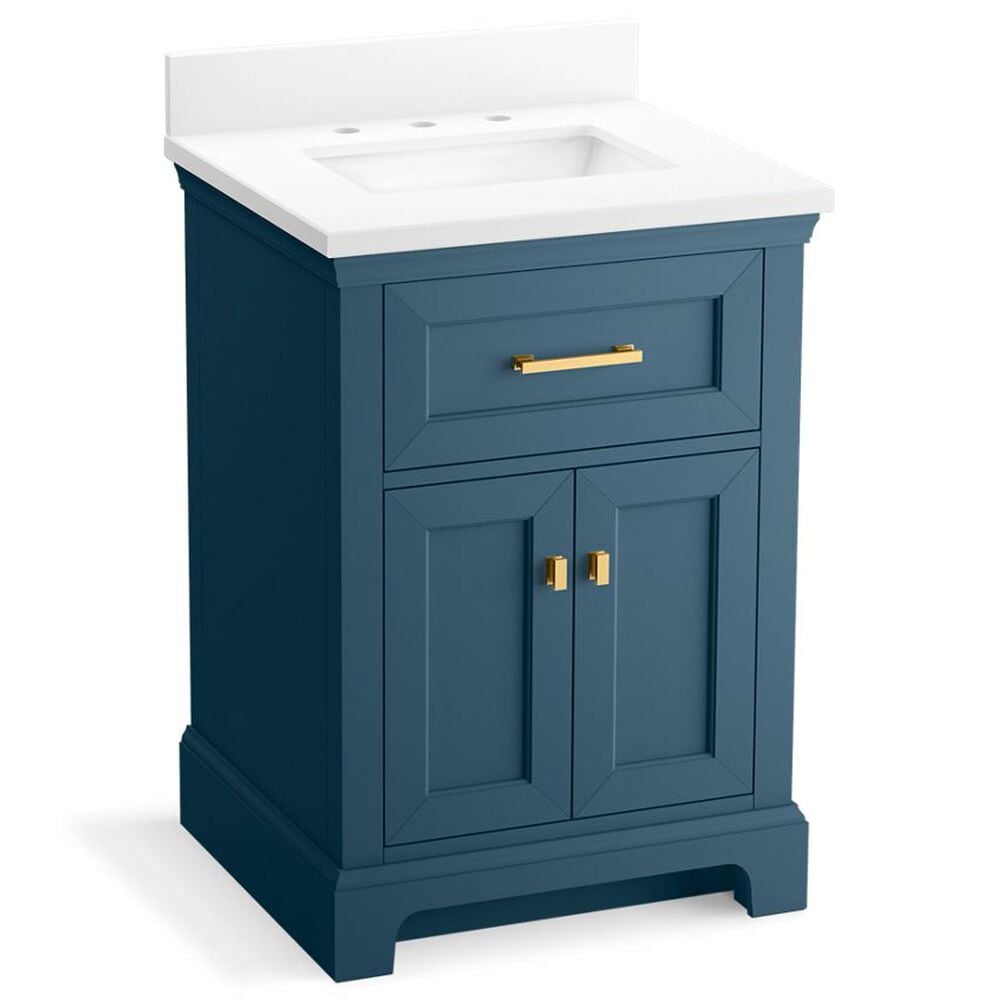 Kohler Charlemont 24" Single Bathroom Vanity in Tidal Blue with 3 cm White Quartz Top and Rectangular Sink, , large