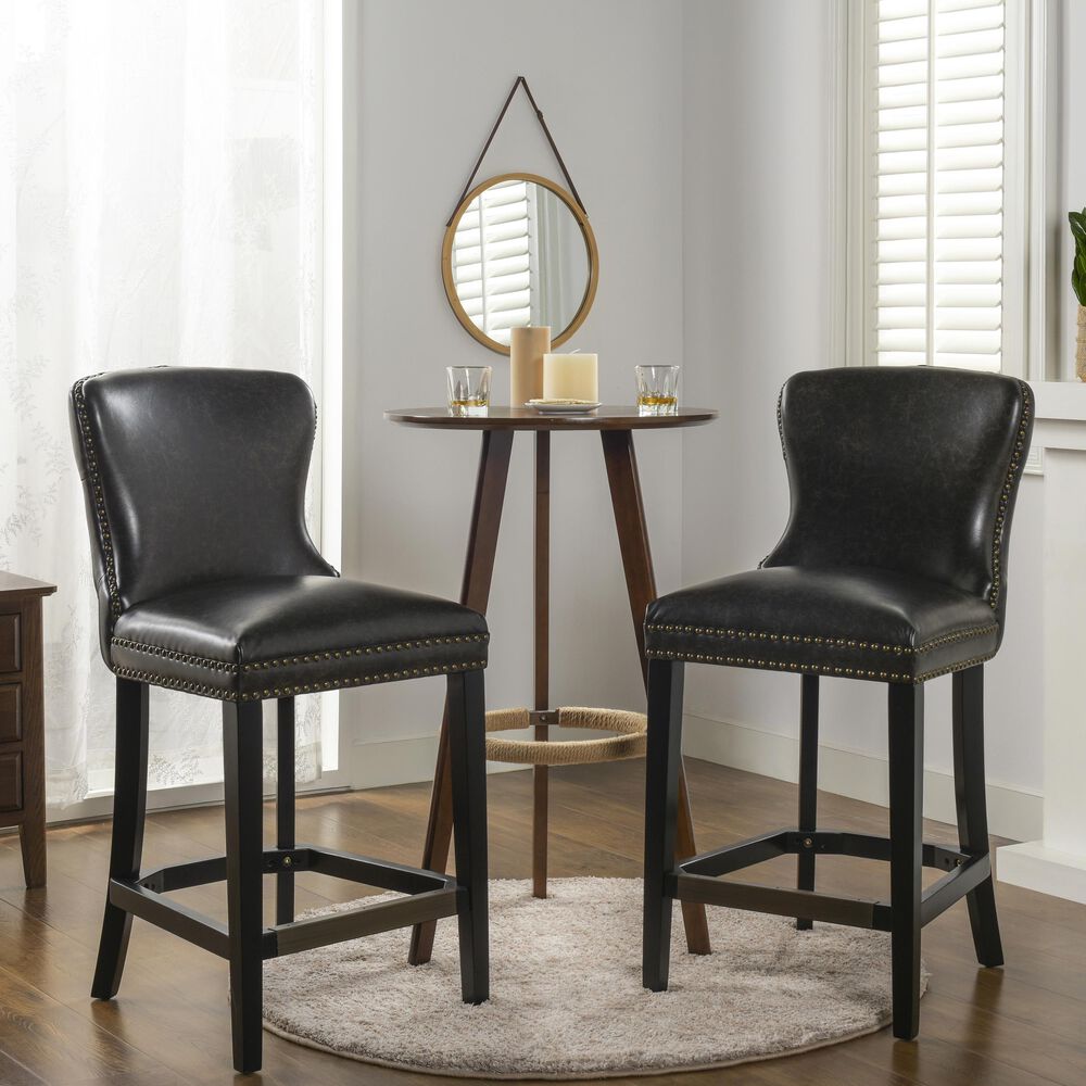 Jennifer Taylor Home Sonoma 26 Leather Bar Stool (Set of 2) Vintage