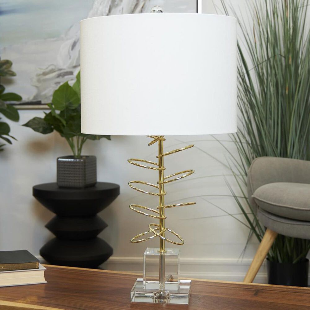 Maple and Jade Overlapping Ring Table Lamp in Gold and Clear, , large