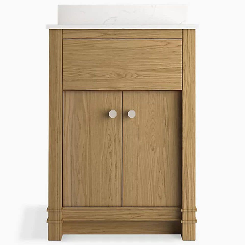 Kohler Alouette 24" Single Bathroom Vanity in Light Oak with 2 cm White Quartz Top and Rectangular Sink, , large