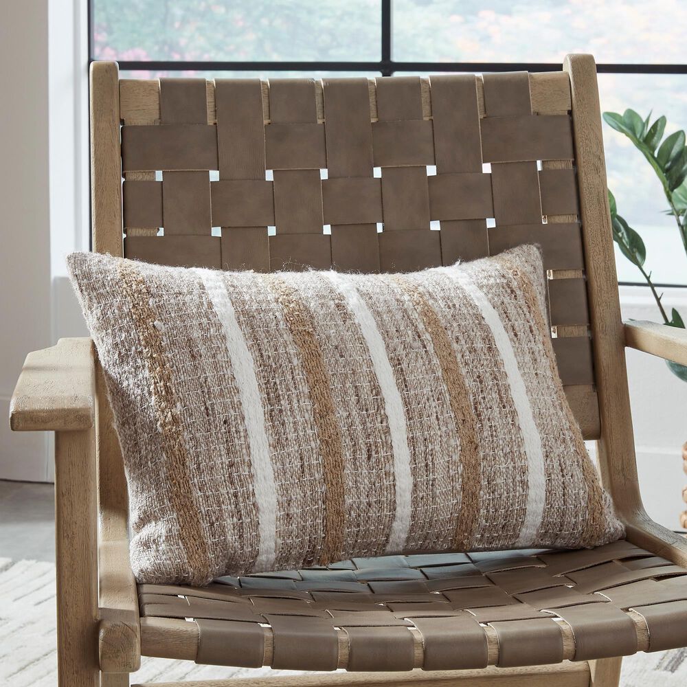 Ashley Benish 14&quot; x 22&quot; Lumbar Throw Pillow in Tan, Brown and White, , large