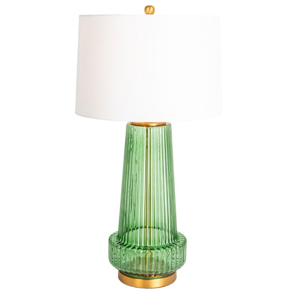 Creative Coop Bernadette Ribbed Glass Table Lamp in Green, , large