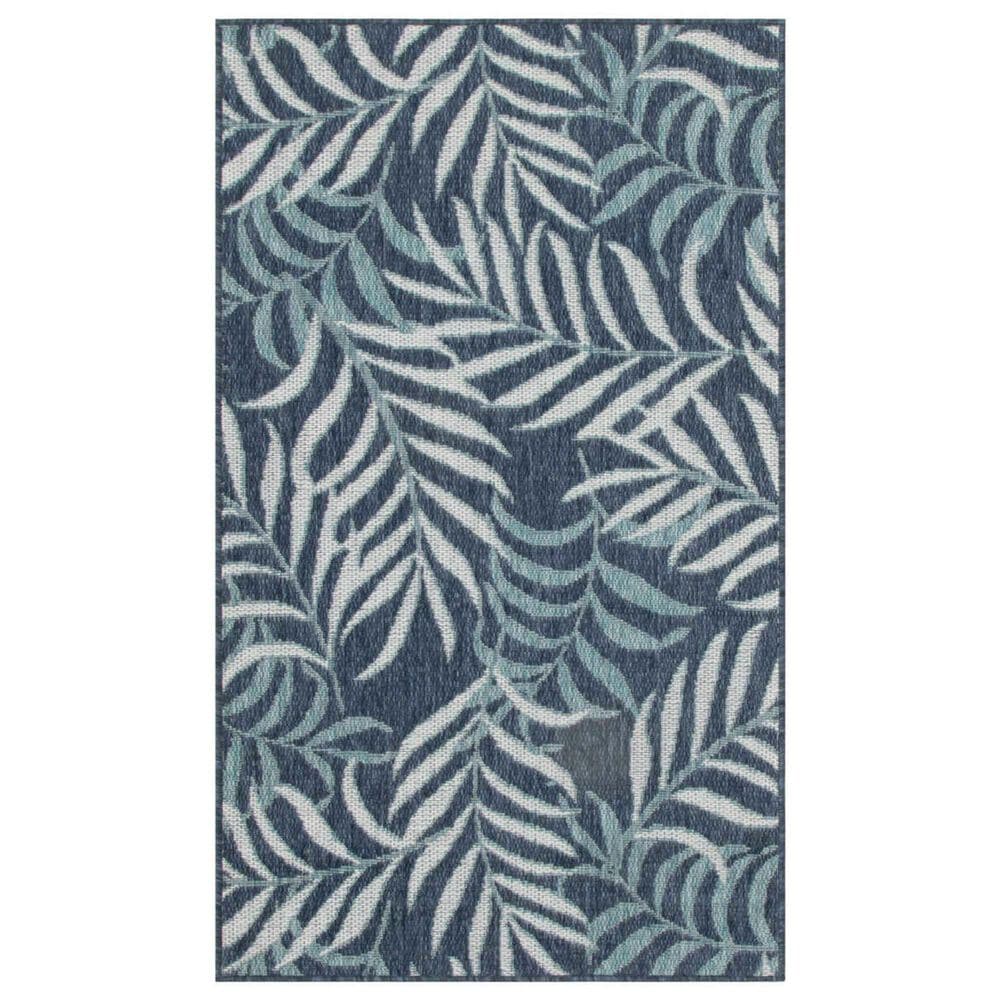 Nourison Garden Oasis Ivory and Navy 3" x 5" Indoor/Outdoor Area Rug, , large