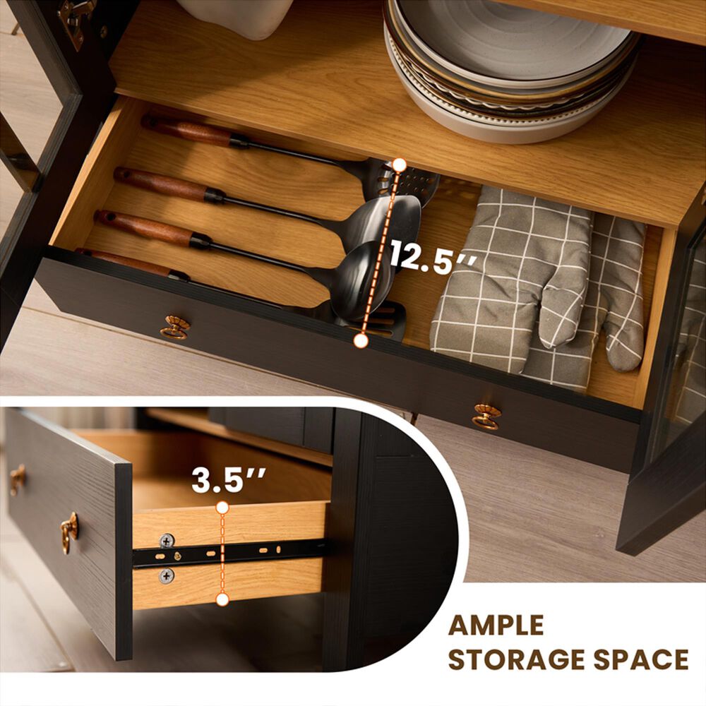 HOMLUX Arched Storage Cabinet with LED Induction Lights in Black, , large