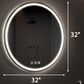 HOMLUX 32" Round LED Bathroom Makeup Mirror in Silver, , large