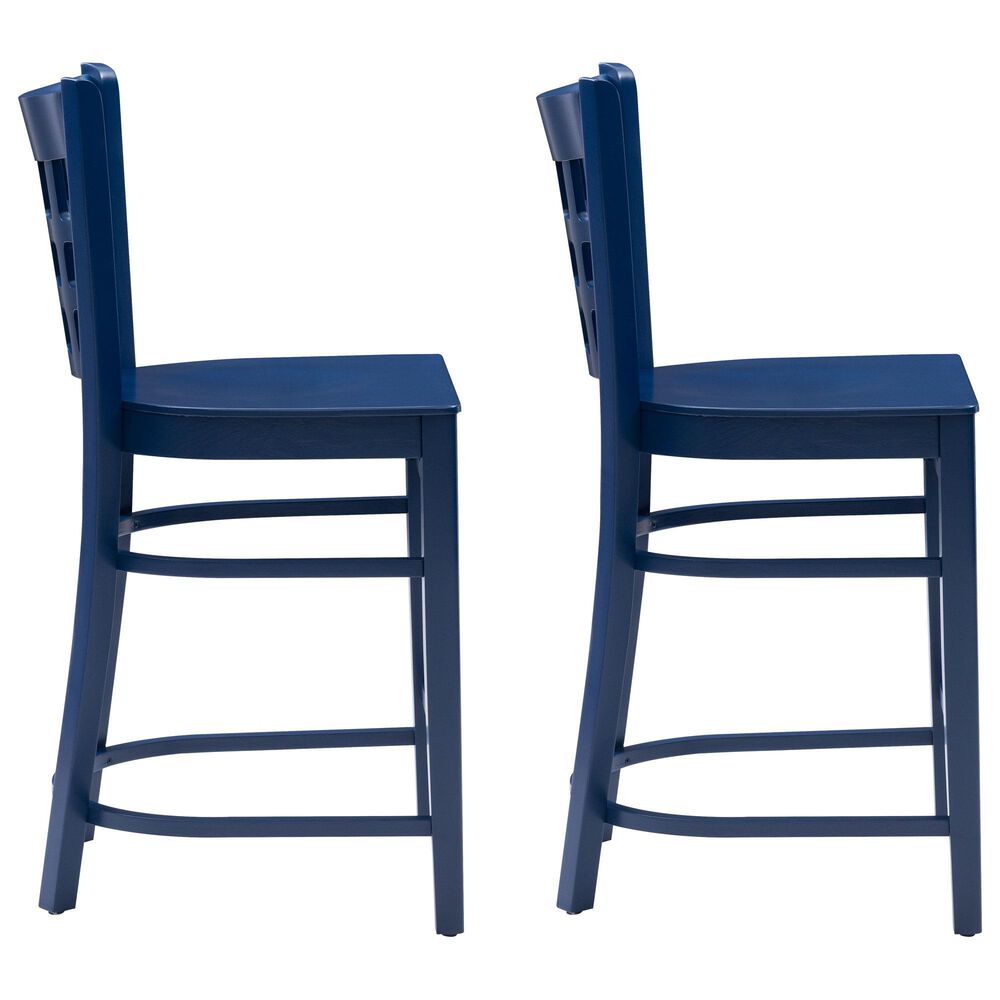 Linon Home Decor Lola Counter Stool in Navy Blue (Set of 2), , large