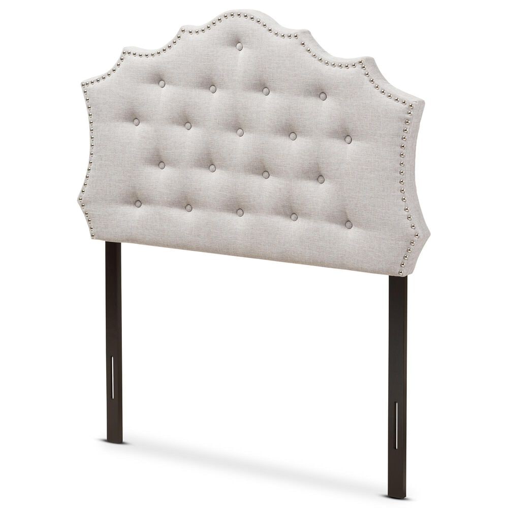 Baxton Studio Aurora Twin Upholstered Headboard in Greyish Beige, , large