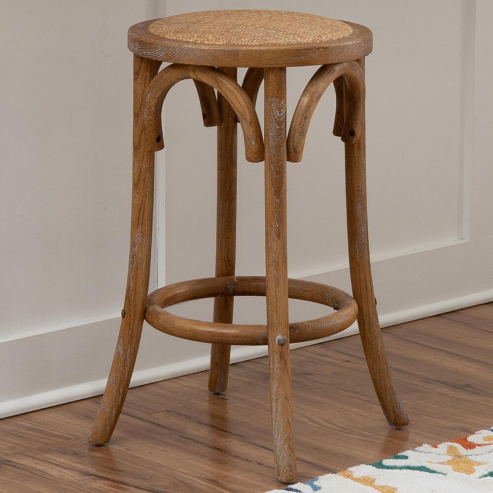 Linon Home Decor Rae Rattan Counter Stool in Weathered Grey, , large